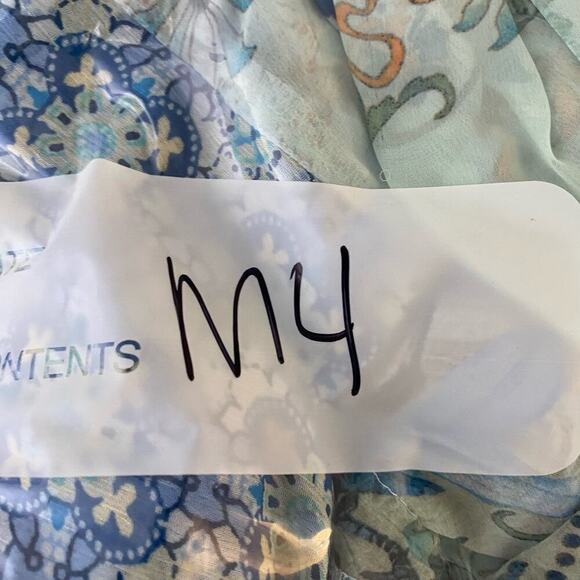 Anthropologie fig & Flower floral sheer blouse balloon sleeve geometric lace M - Picture 7 of 7